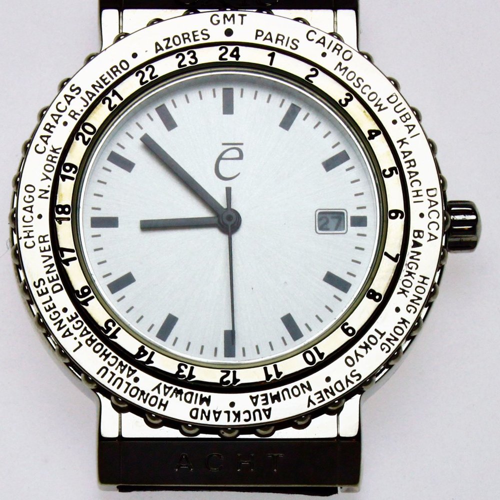 New Exte Ach Rotating Bezel White Face Watch Date